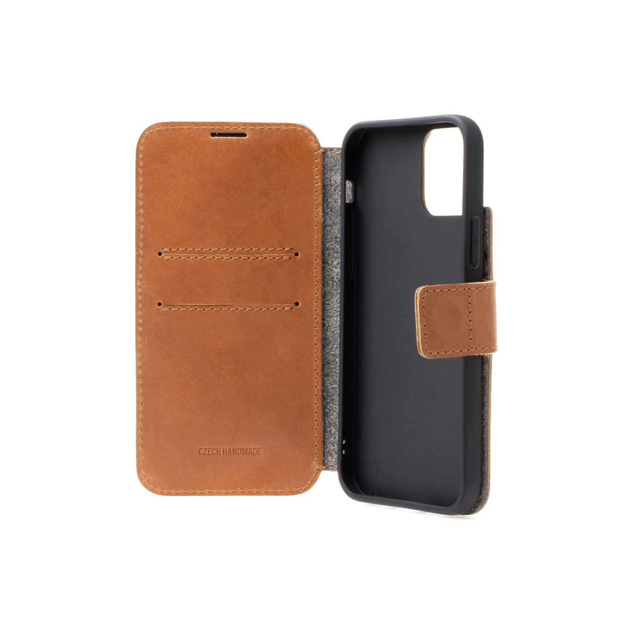 FIXED Kožené pouzdro typu kniha ProFit pro Apple iPhone 12/12 Pro, hnědé