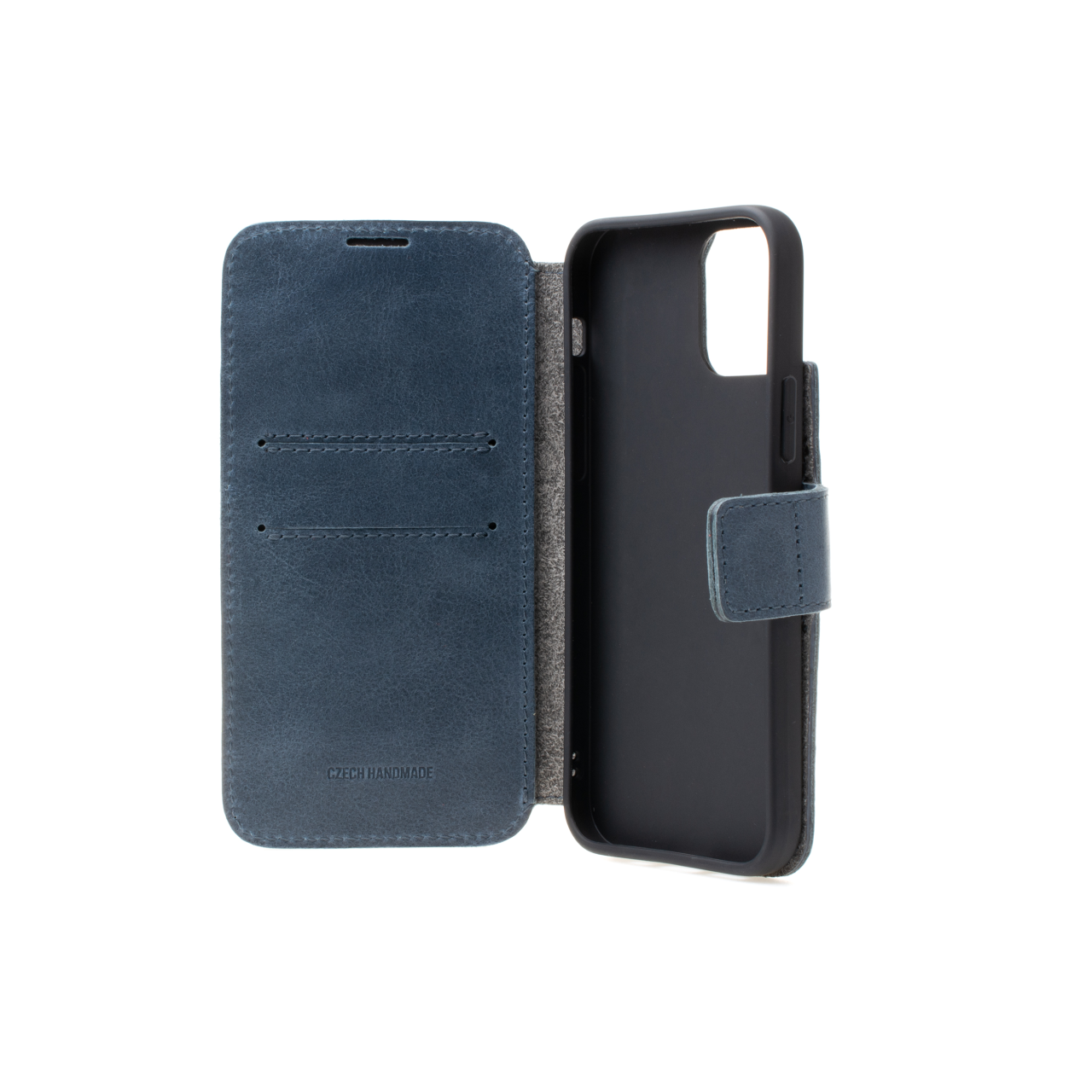 FIXED Kožené pouzdro typu kniha ProFit pro Apple iPhone 13 Pro, modré