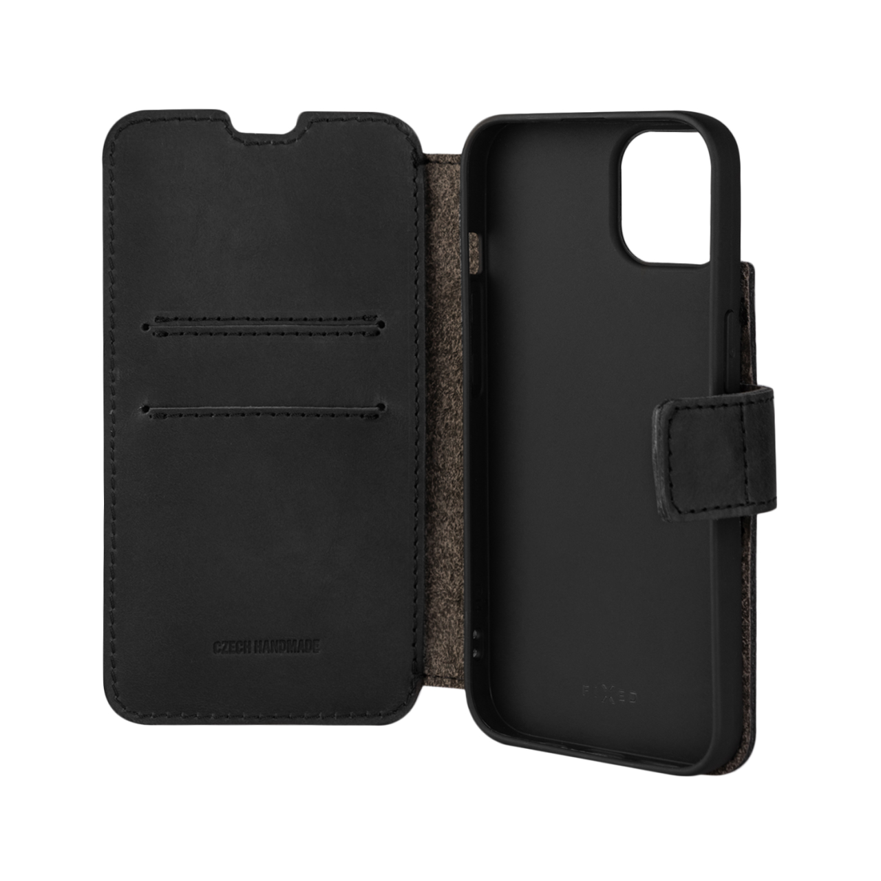 FIXED Kožené pouzdro typu kniha ProFit pro Apple iPhone 14, černé