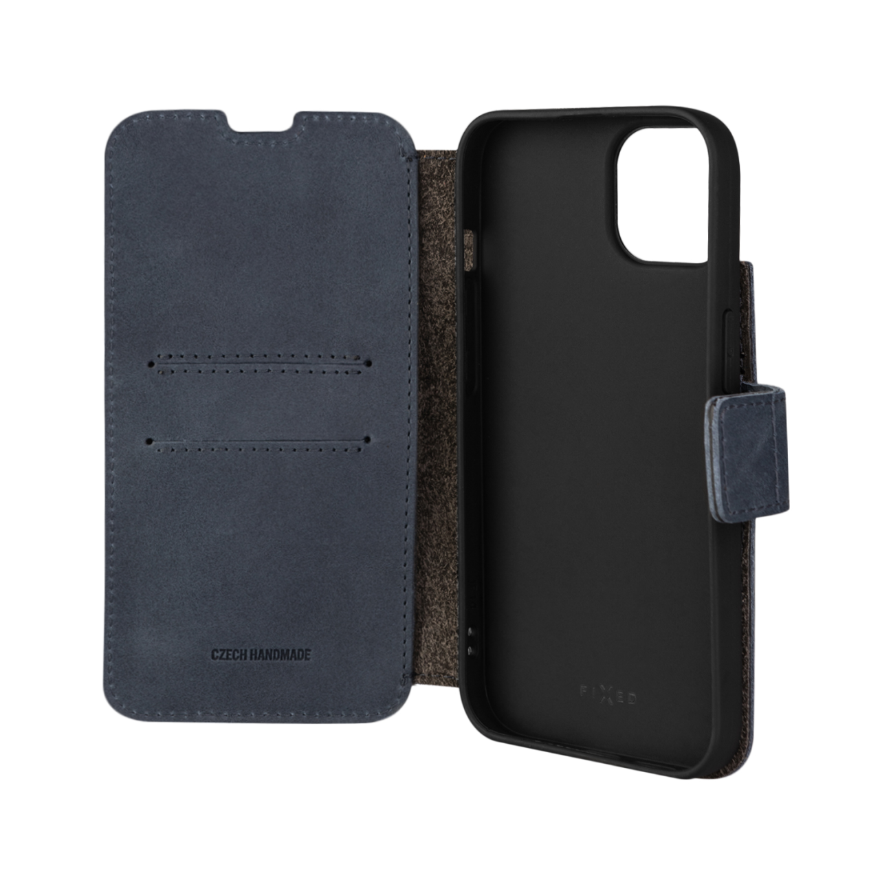 FIXED Kožené pouzdro typu kniha ProFit pro Apple iPhone 14, modré