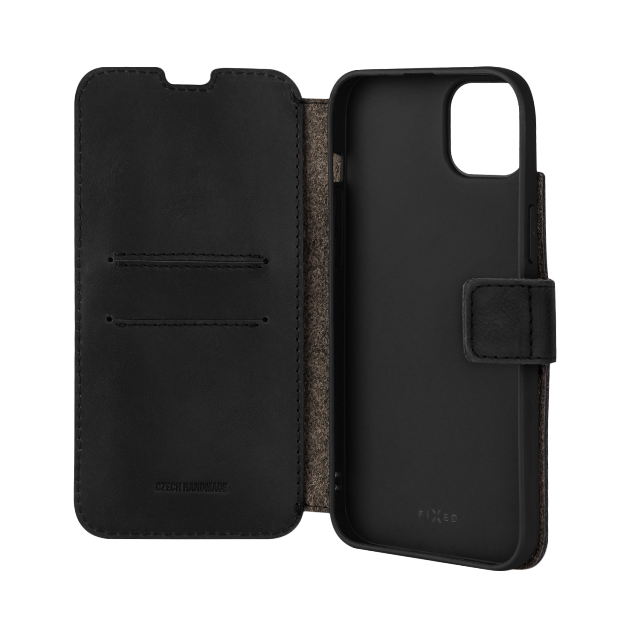 FIXED Kožené pouzdro typu kniha ProFit pro Apple iPhone 14 Plus, černé