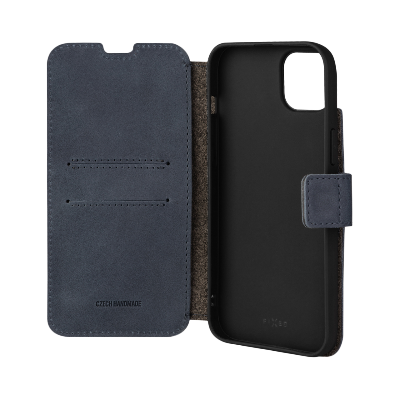 FIXED Kožené pouzdro typu kniha ProFit pro Apple iPhone 14 Plus, modré