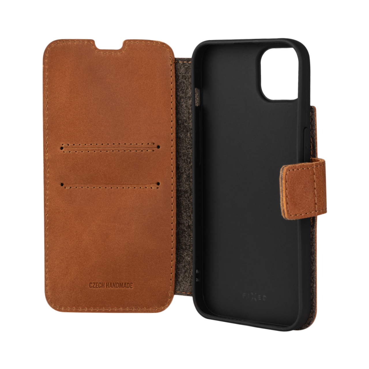 FIXED Kožené pouzdro typu kniha ProFit pro Apple iPhone 14 Plus, hnědé