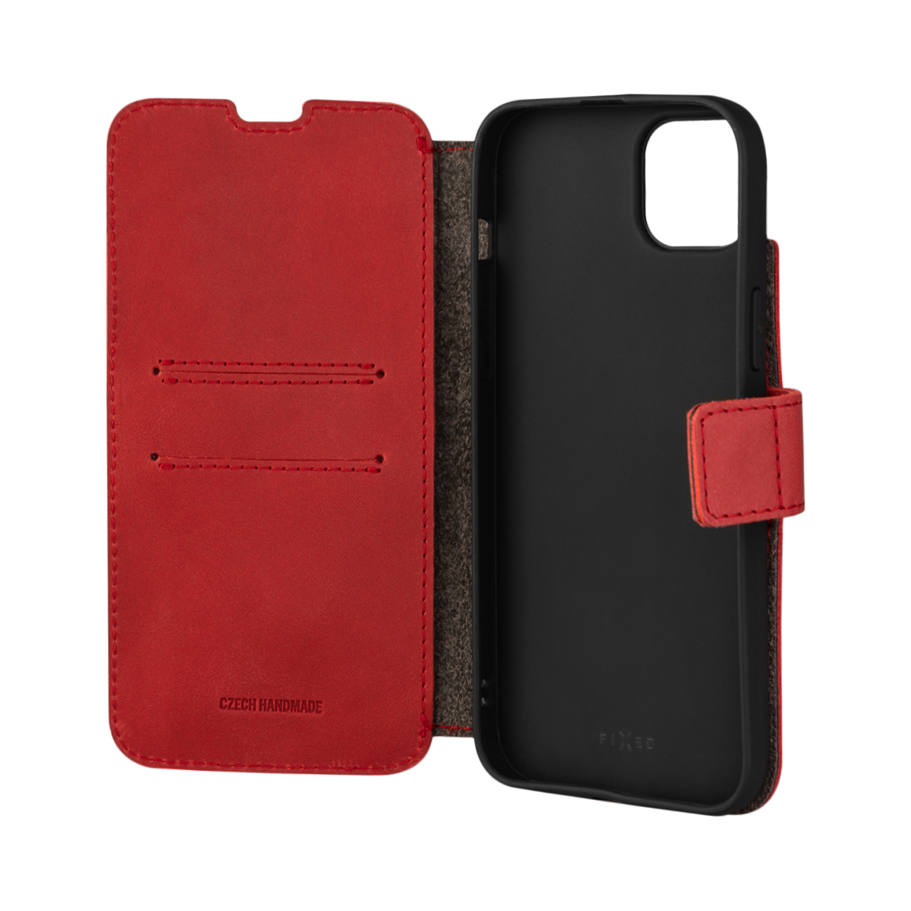 FIXED Kožené pouzdro typu kniha ProFit pro Apple iPhone 14 Plus, červené