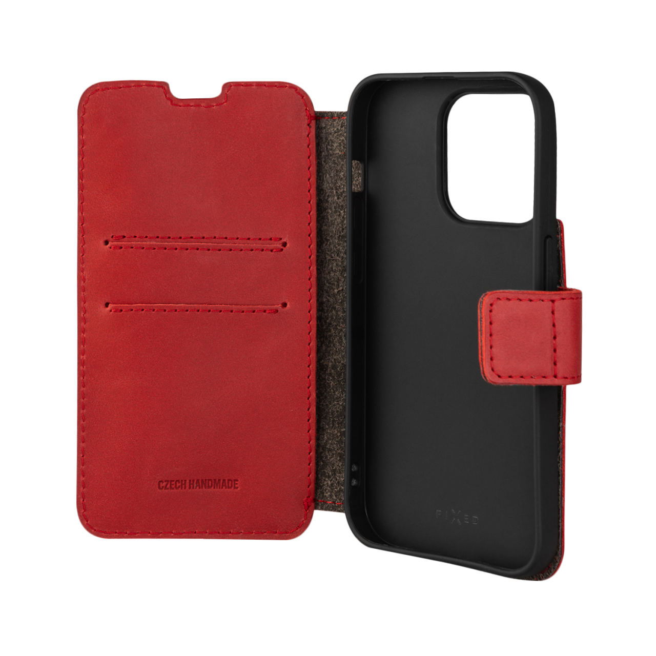 FIXED Kožené pouzdro typu kniha ProFit pro Apple iPhone 14 Pro, červené