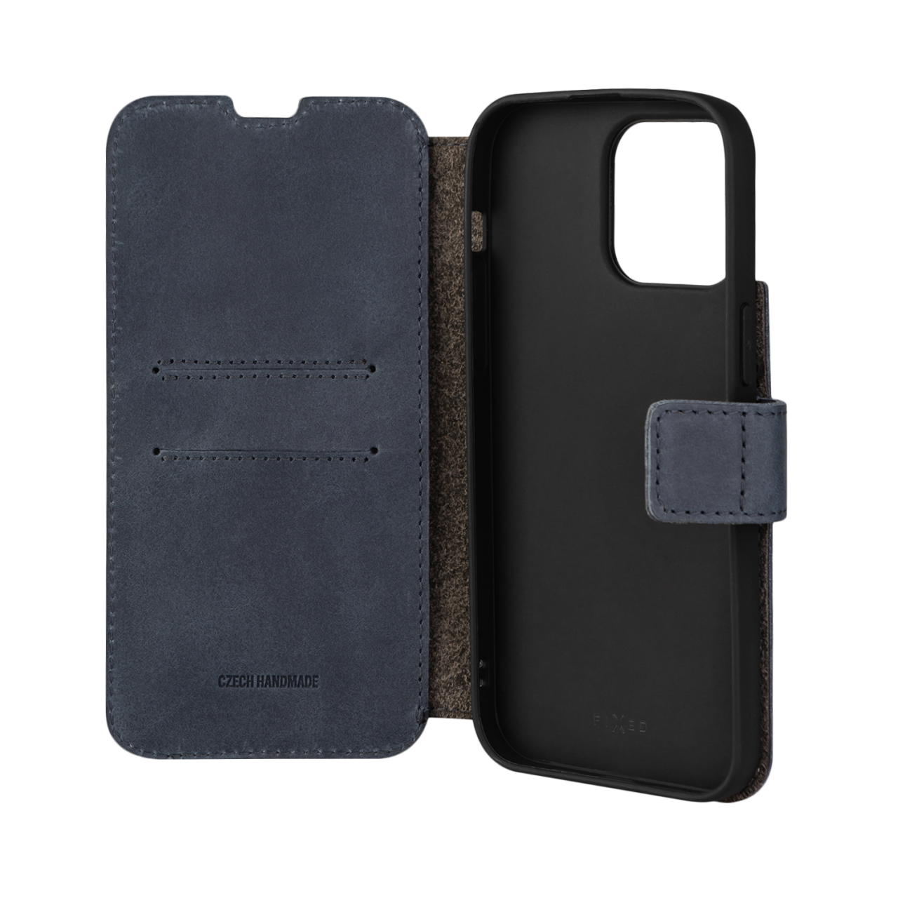 FIXED Kožené pouzdro typu kniha ProFit pro Apple iPhone 14 Pro Max, modré