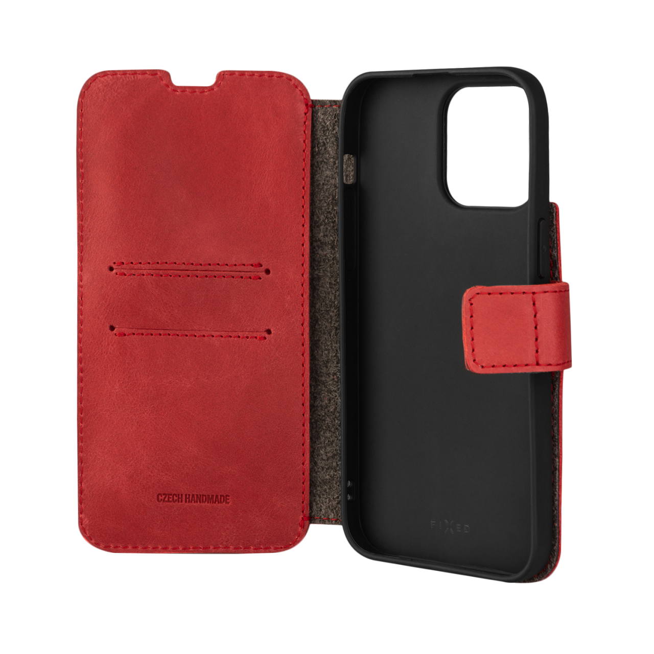 FIXED Kožené pouzdro typu kniha ProFit pro Apple iPhone 14 Pro Max, červené