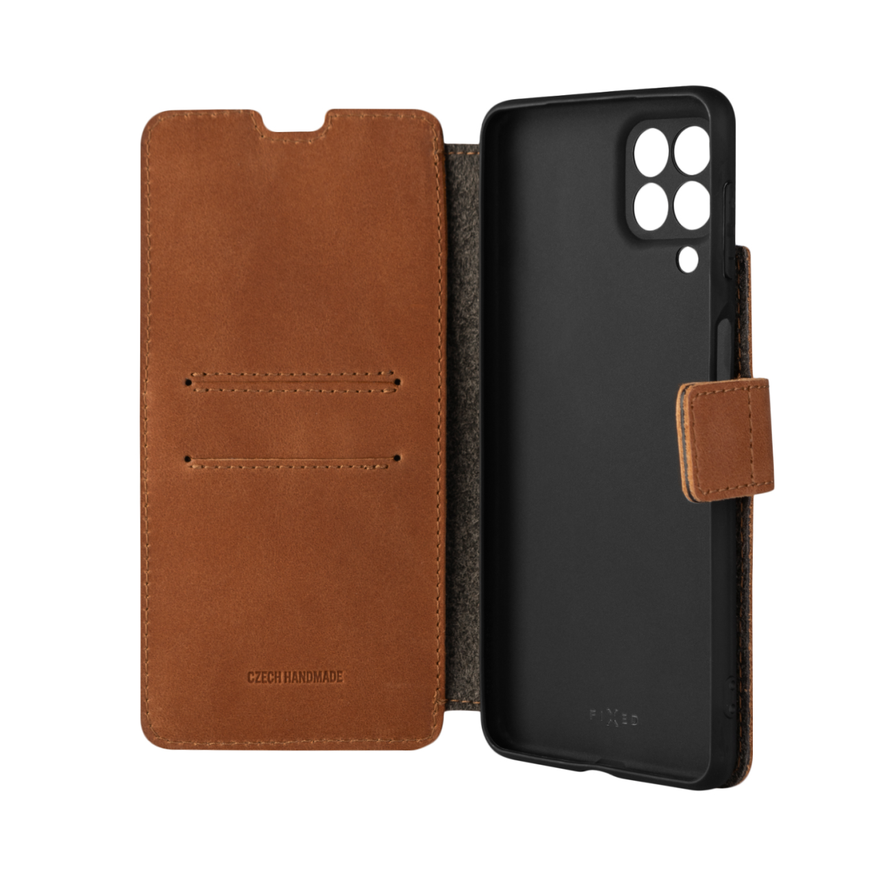FIXED Kožené pouzdro typu kniha ProFit pro Samsung Galaxy M53 5G, hnědé