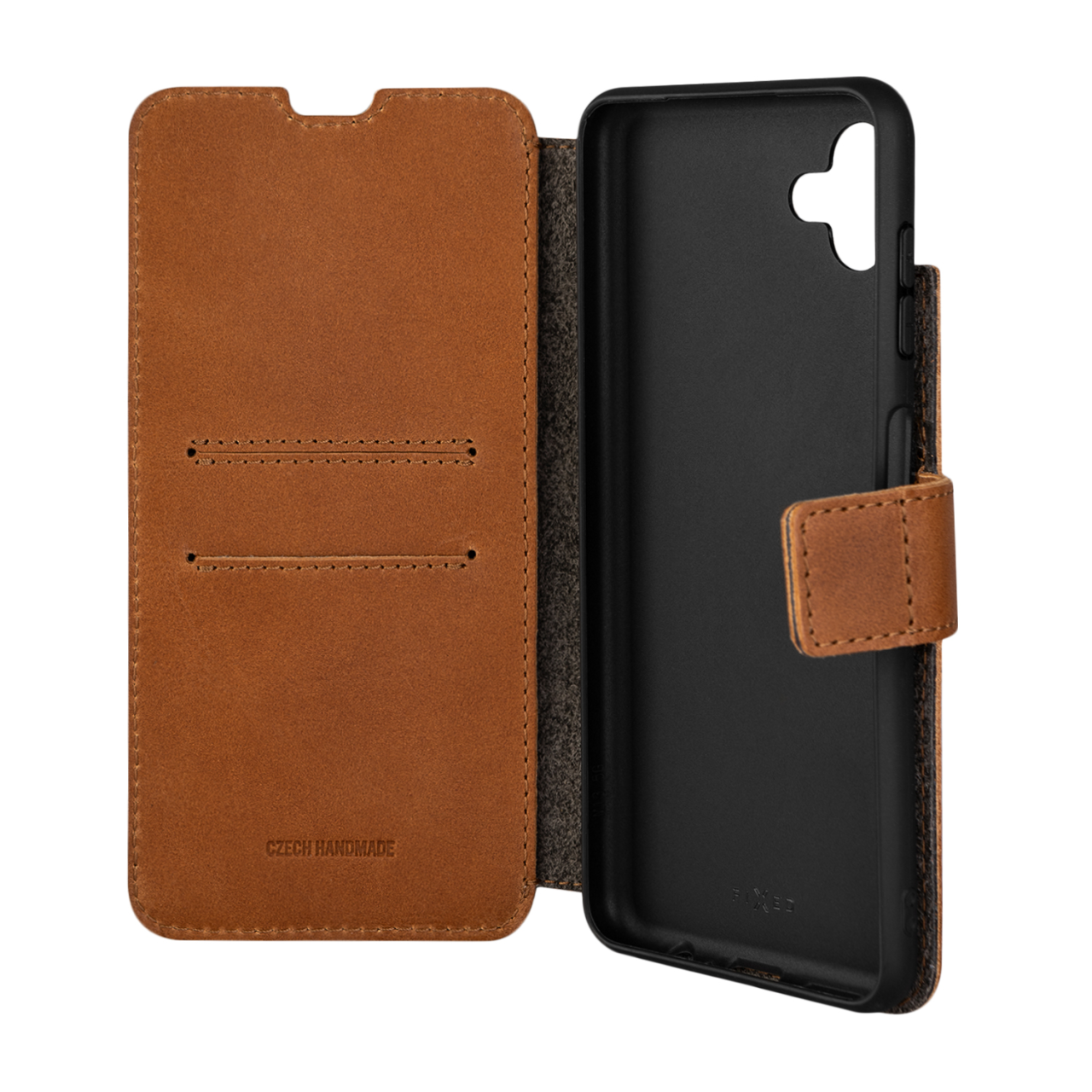 FIXED Kožené pouzdro typu kniha ProFit pro Samsung Galaxy M13 5G, hnědé
