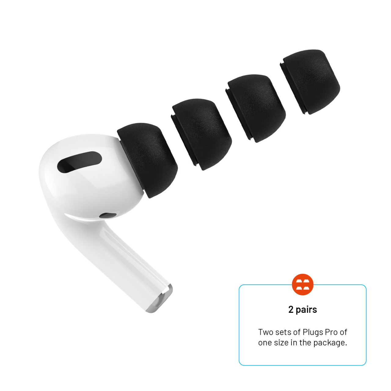 FIXED Špunty z paměťové pěny Plugs Pro pro Apple Airpods Pro/Pro 2, 2 sady, velikost M