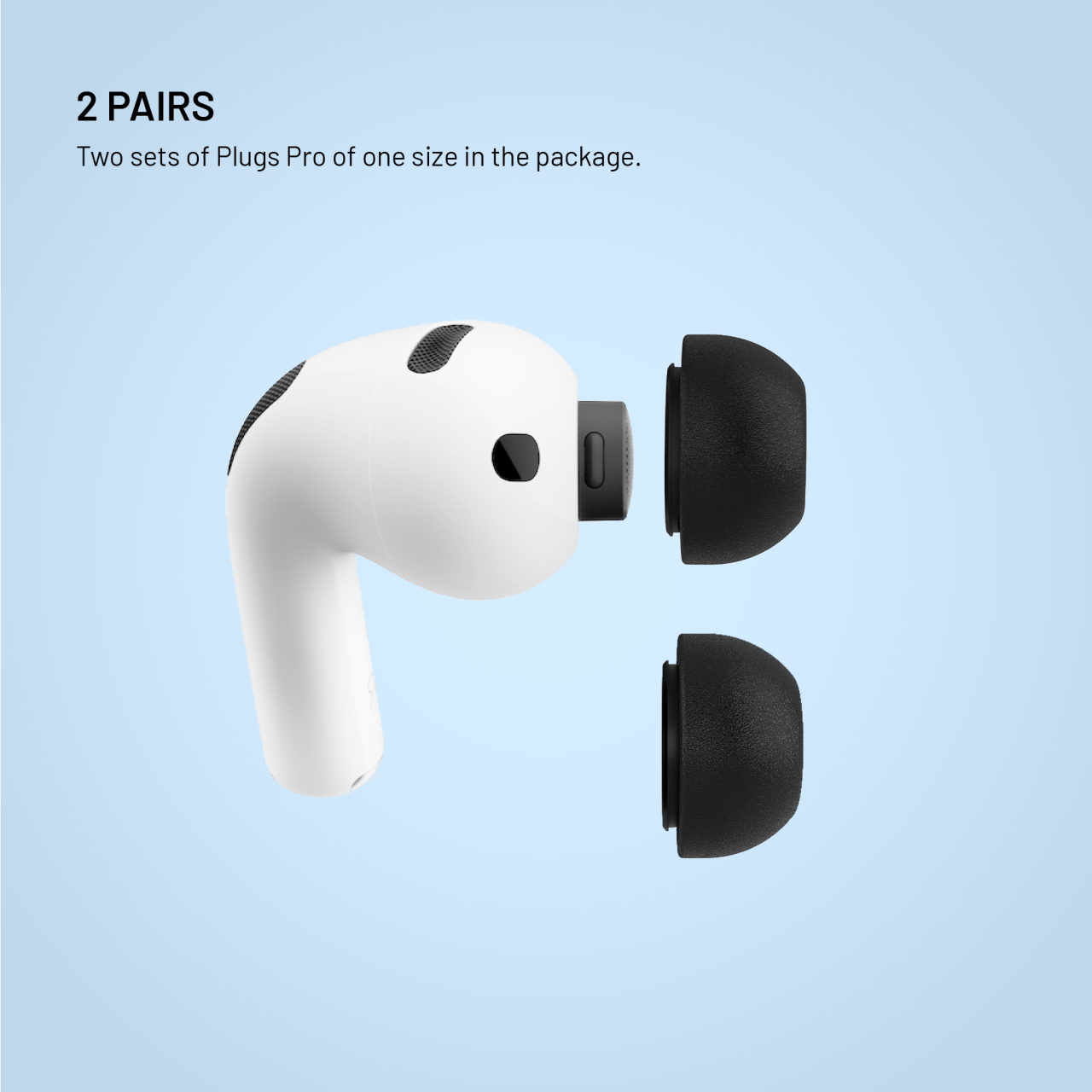 Špunty z paměťové pěny FIXED Plugs Pro pro Apple Airpods Pro 3, 2 sady, velikost XS