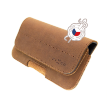 FIXED Horizontální kožené pouzdro Posh se zavíráním, velikost 5XL+, hnědé