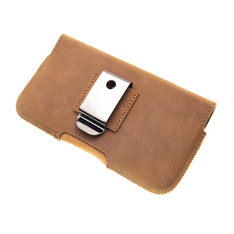 FIXED Horizontální kožené pouzdro Posh se zavíráním, velikost 6XL, hnědé