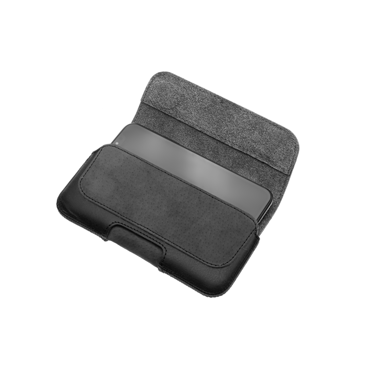FIXED Horizontální kožené pouzdro Posh se zavíráním, velikost 4XL+, černé