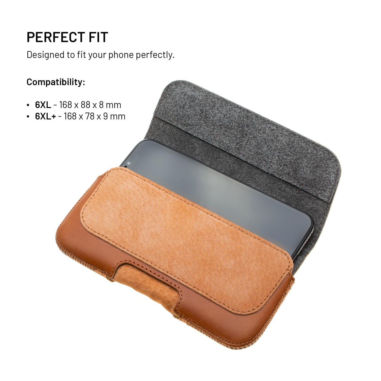 FIXED Horizontální kožené pouzdro Posh se zavíráním, velikost 6XL+, hnědé