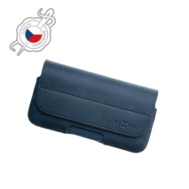 FIXED Horizontální kožené pouzdro Posh se zavíráním, velikost 6XL, modré