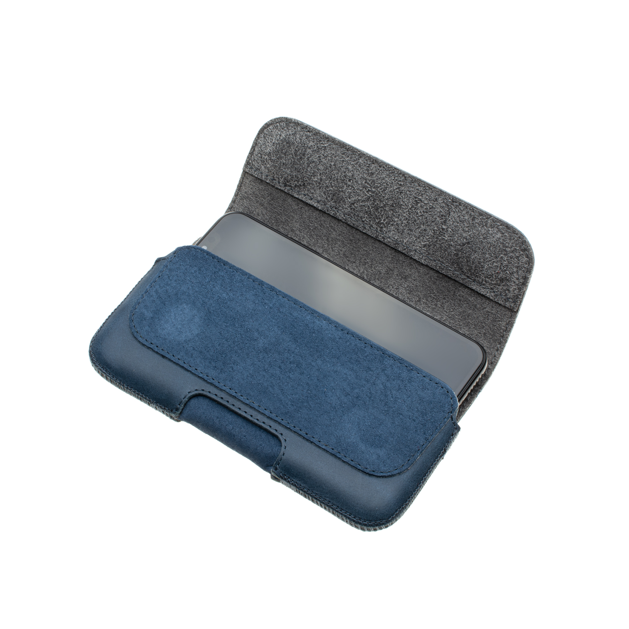 FIXED Horizontální kožené pouzdro Posh se zavíráním, velikost 6XL, modré