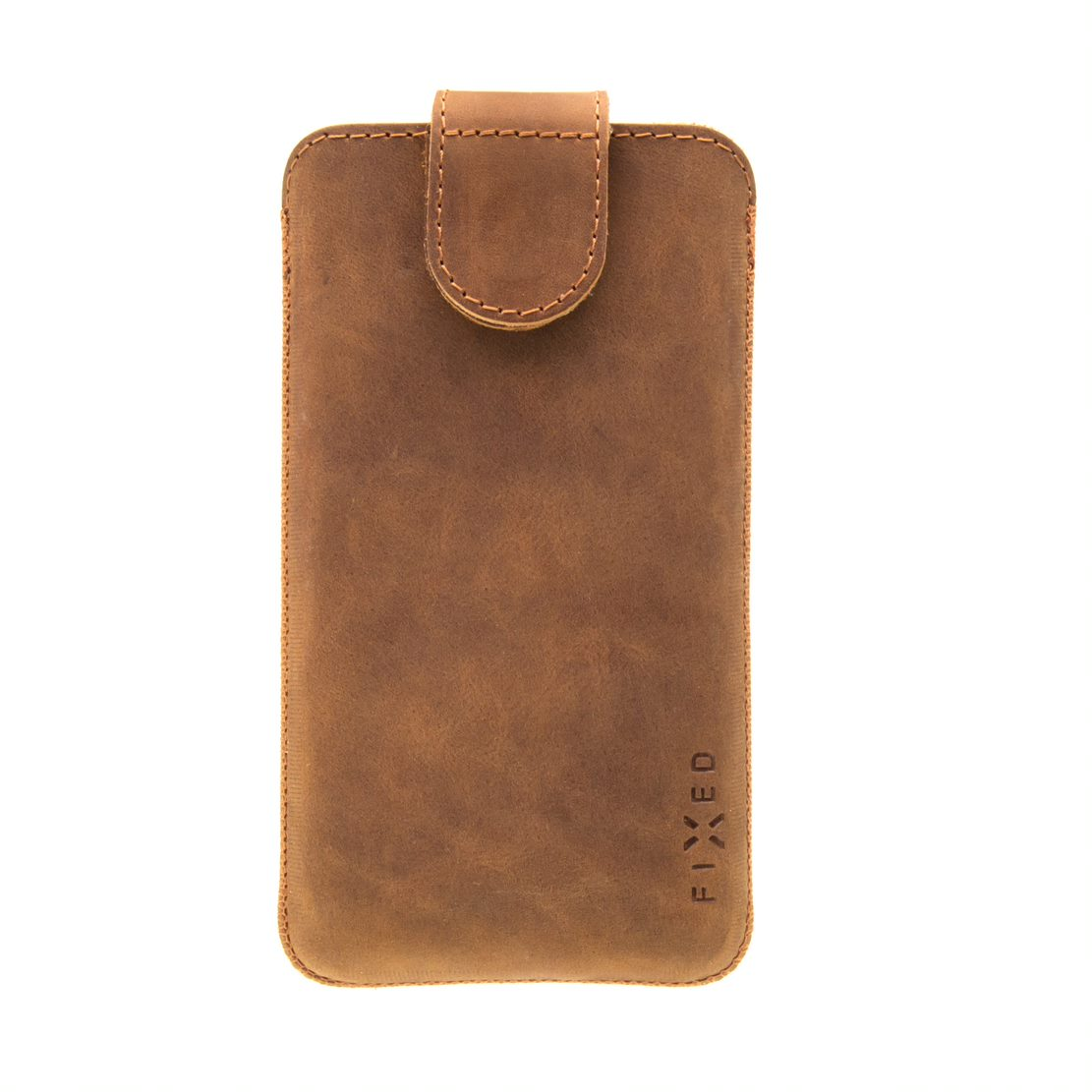 FIXED Kožené pouzdro Posh, velikost 4XL, hnědé
