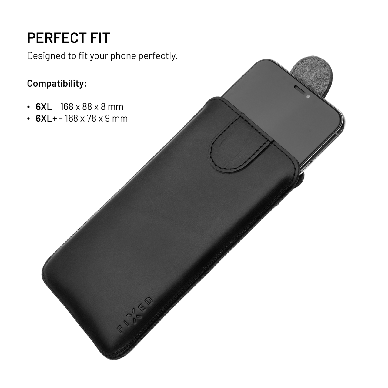 FIXED Kožené pouzdro Posh, velikost 6XL+, černé