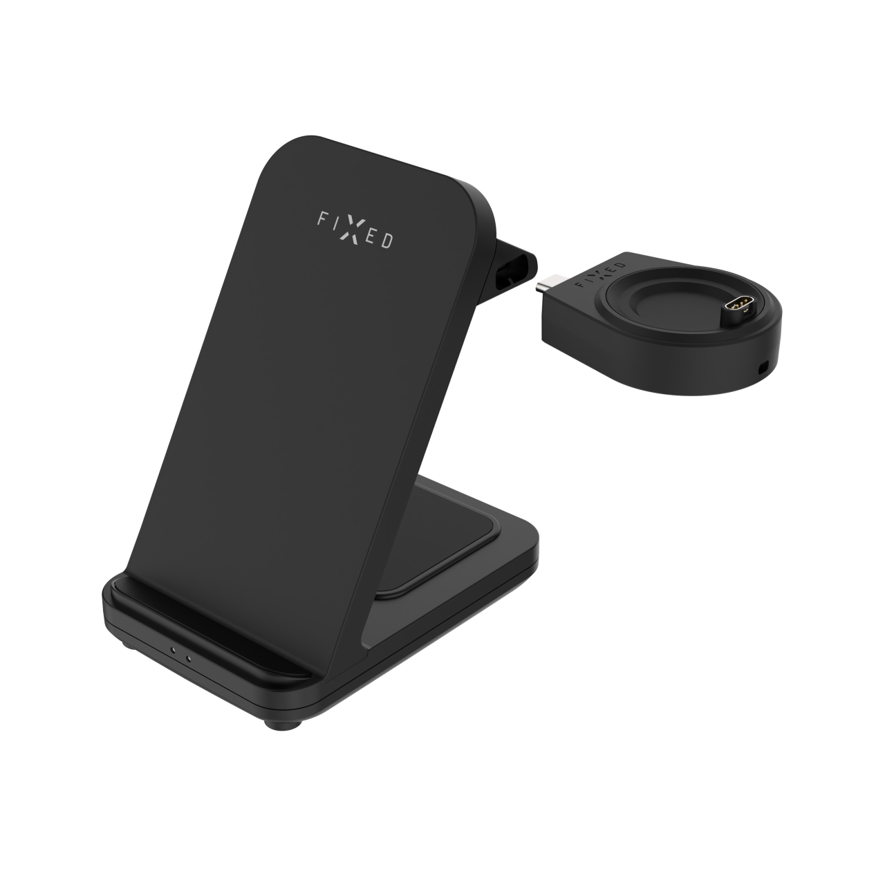 Stojánek FIXED Powerstation pro Garmin s bezdrátovým nabíjením až pro 3 zařízení, 15W+5W+2.5W, černý