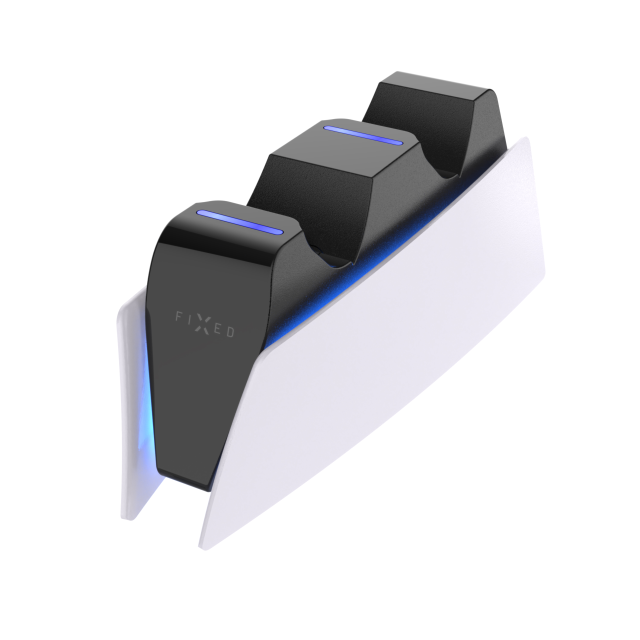 FIXED Dobíjecí stanice pro dva bezdrátové ovladače DualSense PlayStation 5, černo-bílá