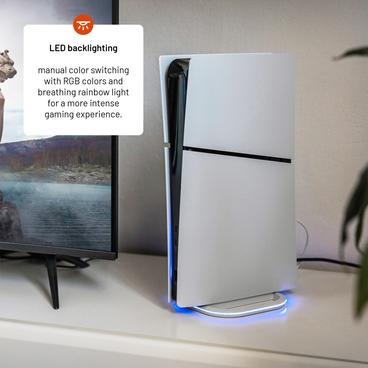 FIXED Stojánek pro PlayStation 5, 5 (Slim) a 5 Pro s RGB LED podsvícením, bílý