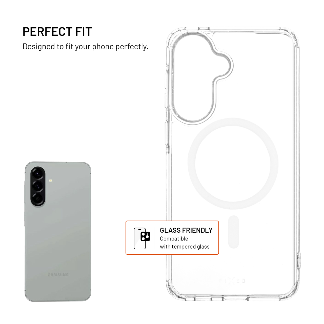 Zadní kryt FIXED MagPure s podporou MagSafe pro Samsung Galaxy A57 5G, čirý