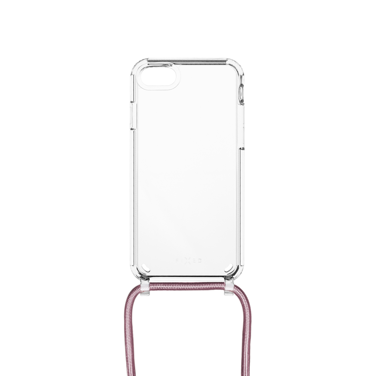 FIXED Pouzdro Pure Neck s růžovou šňůrkou na krk pro Apple iPhone 7/8/SE (2020/2022)