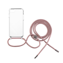 FIXED Pouzdro Pure Neck s růžovou šňůrkou na krk pro Apple iPhone 7/8/SE (2020/2022)