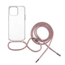 FIXED Pouzdro Pure Neck s růžovou šňůrkou na krk pro Apple iPhone 15 Pro