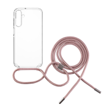 FIXED Pouzdro Pure Neck s růžovou šňůrkou na krk pro Samsung Galaxy A15/A15 5G