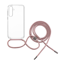 FIXED Pouzdro Pure Neck s růžovou šňůrkou na krk pro Samsung Galaxy A35 5G