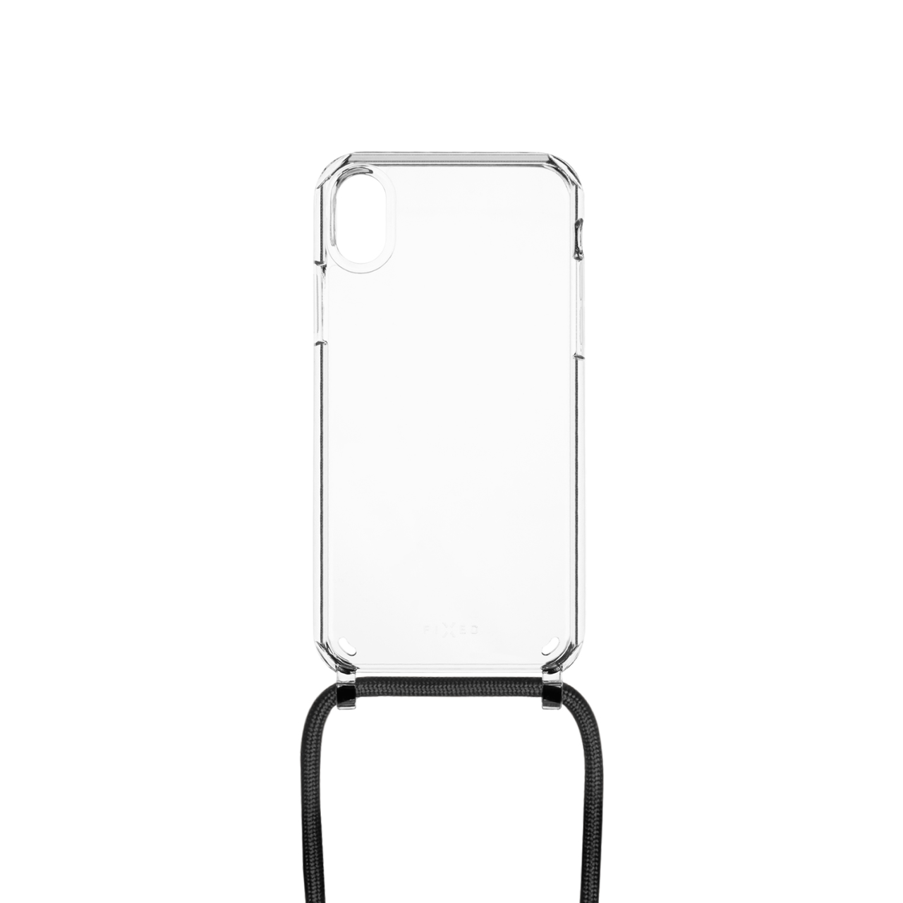 FIXED Pouzdro Pure Neck s černou šňůrkou na krk pro Apple iPhone XR