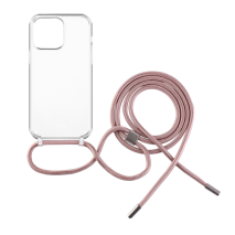 FIXED Pouzdro Pure Neck s růžovou šňůrkou na krk pro Apple iPhone 14 Pro