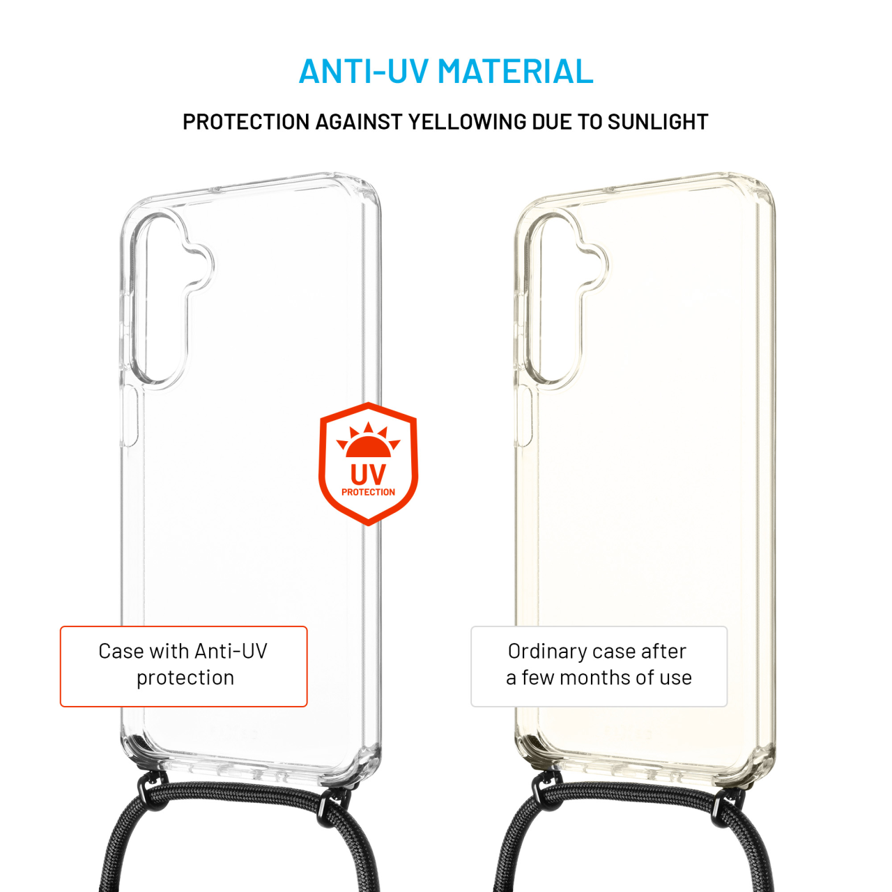 FIXED Pouzdro Pure Neck s odnímatelnou černou šňůrkou na krk pro Samsung Galaxy A16 4G/5G
