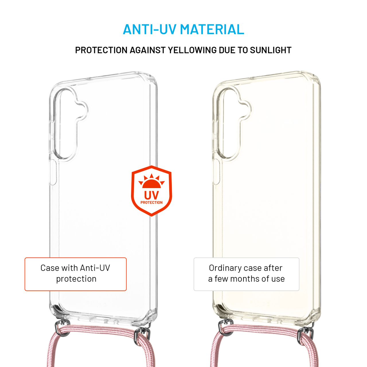 FIXED Pouzdro Pure Neck s odnímatelnou růžovou šňůrkou na krk pro Samsung Galaxy A16 4G/5G