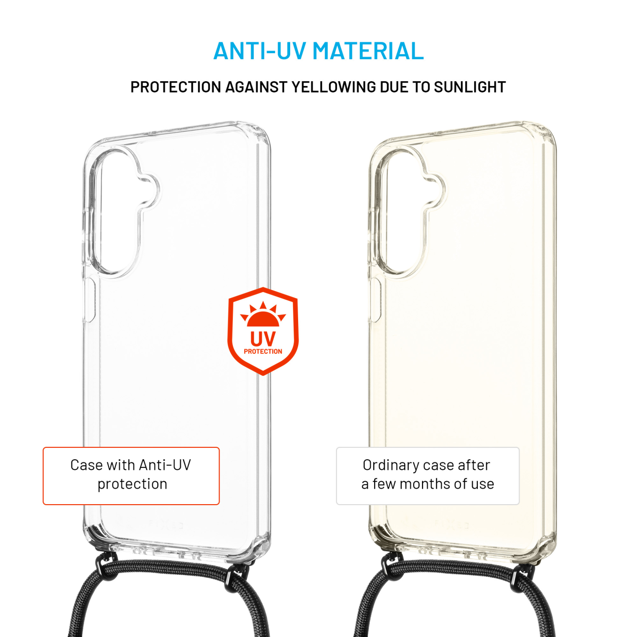 FIXED Pouzdro Pure Neck s odnímatelnou černou šňůrkou na krk pro Samsung Galaxy A26 5G