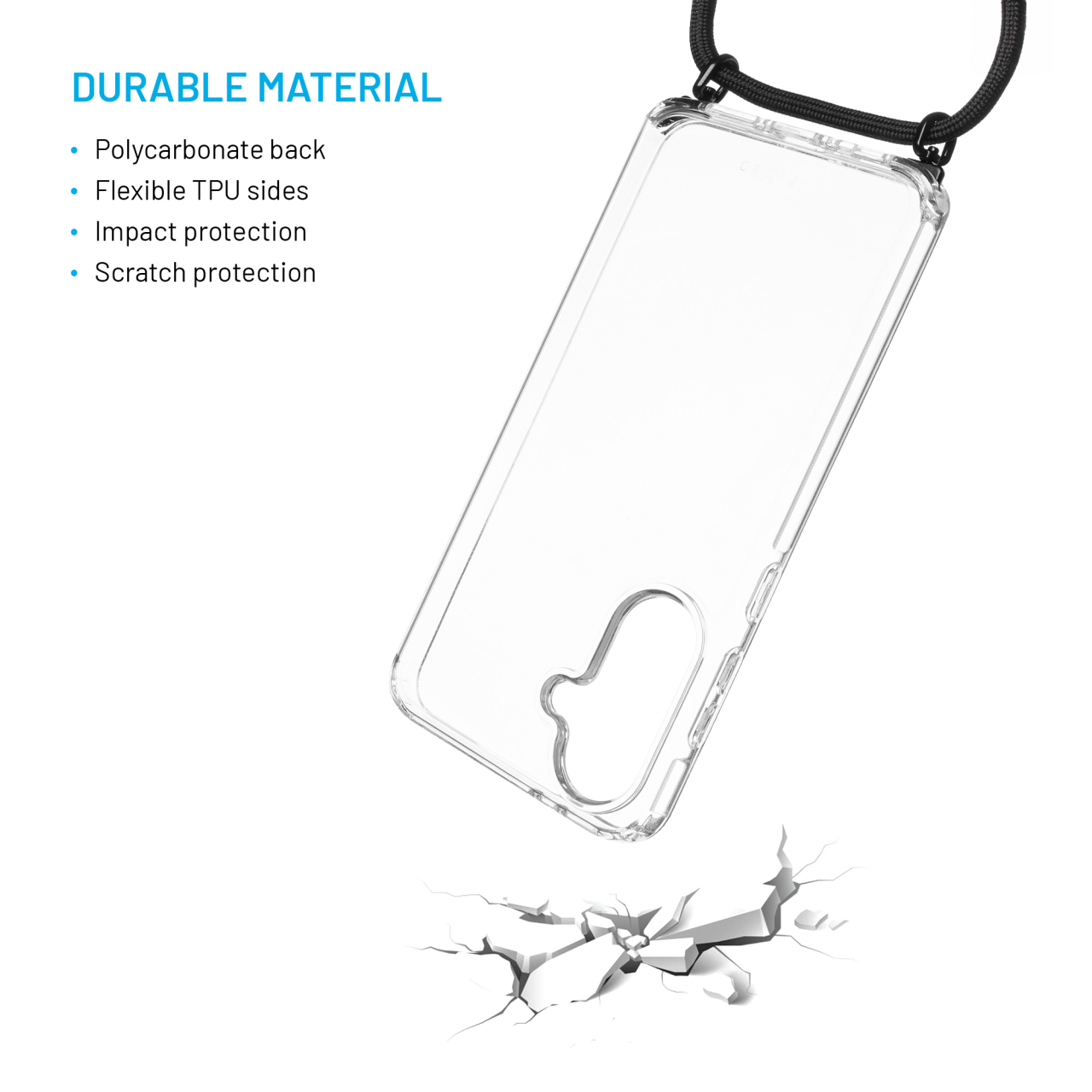 FIXED Pouzdro Pure Neck s odnímatelnou černou šňůrkou na krk pro Samsung Galaxy A36 5G/A56 5G