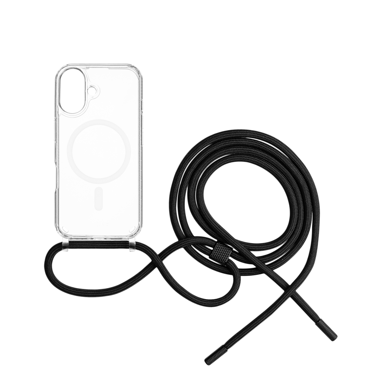 FIXED Pouzdro MagPure Neck s černou šňůrkou na krk pro Apple iPhone 16 Plus