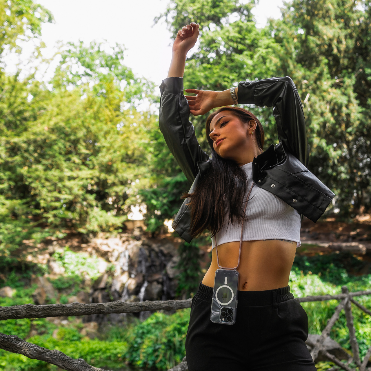 FIXED Pouzdro MagPure Neck s růžovou šňůrkou na krk pro Apple iPhone 16 Pro