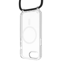 FIXED Pouzdro MagPure Neck s černou šňůrkou na krk pro Apple iPhone 16e / iPhone 17e