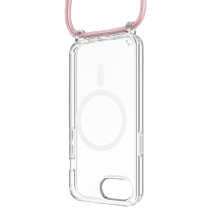FIXED Pouzdro MagPure Neck s růžovou šňůrkou na krk pro Apple iPhone 16e / iPhone 17e