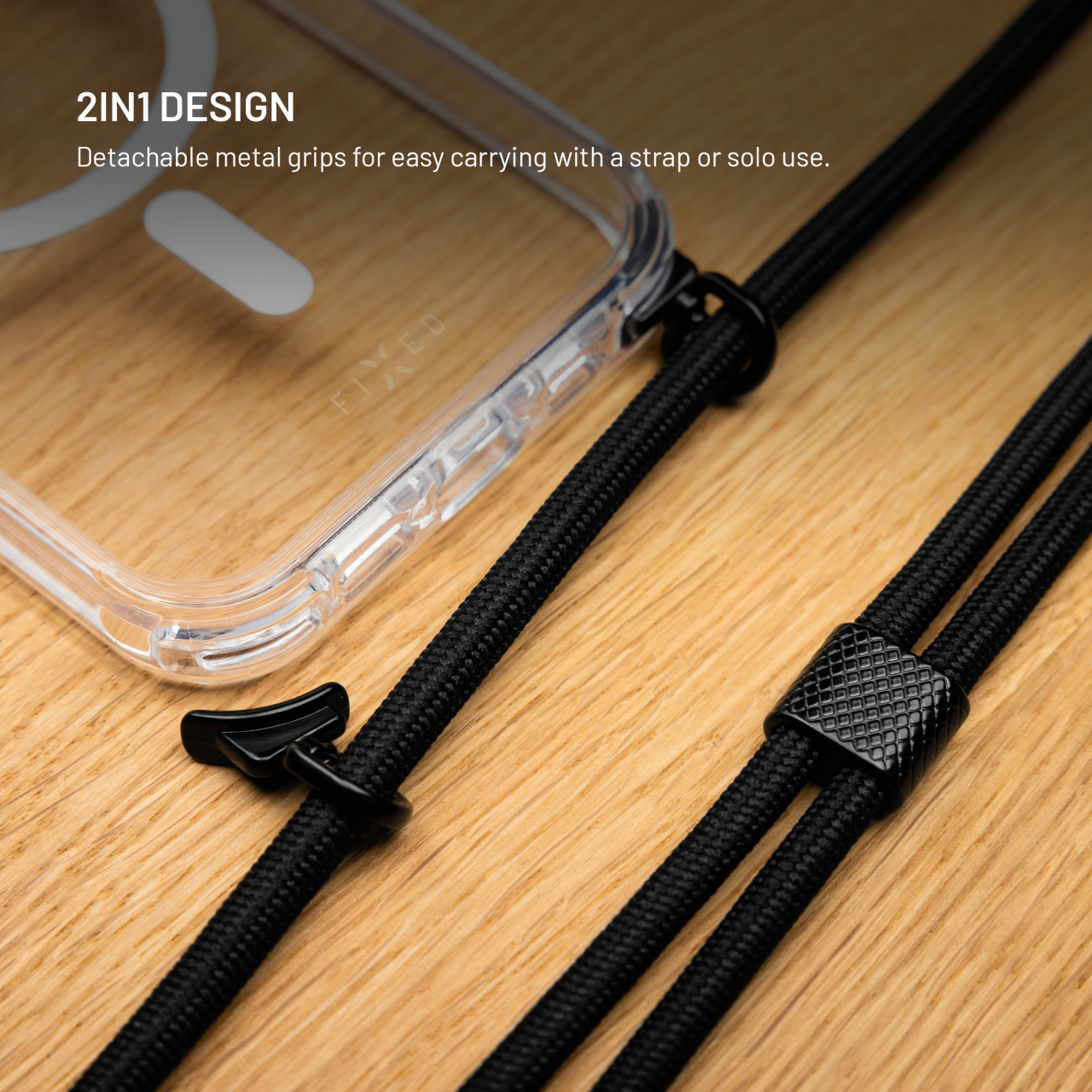 Crossbody FIXED MagPure Neck iPhone 17 Pro – čiré pouzdro se šňůrkou