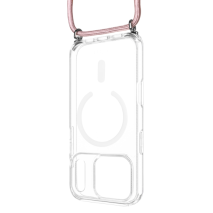 Kryt se šňůrkou na krk na mobil Apple iPhone 18 Pro/17 Pro - Fixed MagPure Neck, růžová šňůrka
