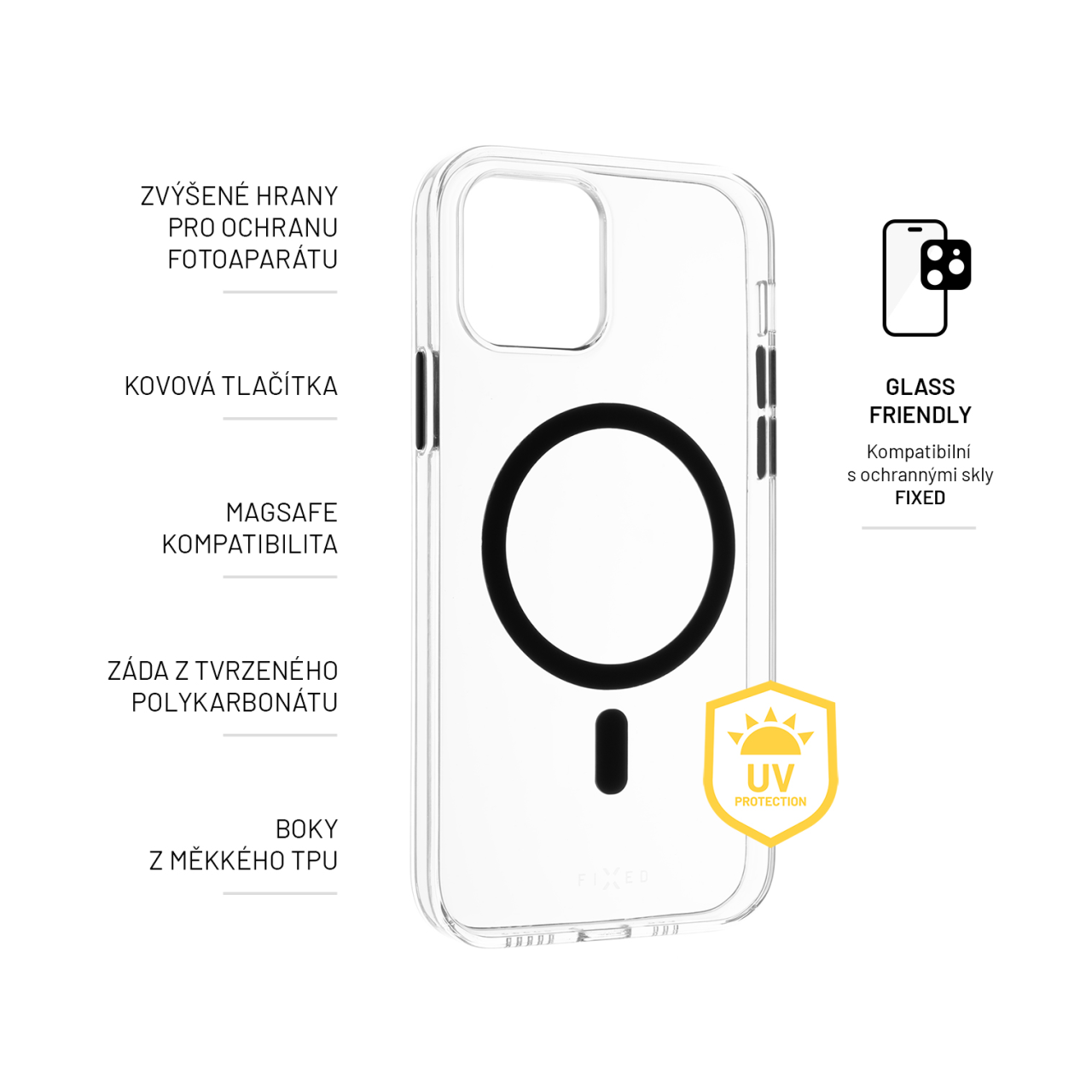 FIXED Zadní kryt MagPurity s podporou Magsafe pro Apple iPhone 16 Pro, čirý