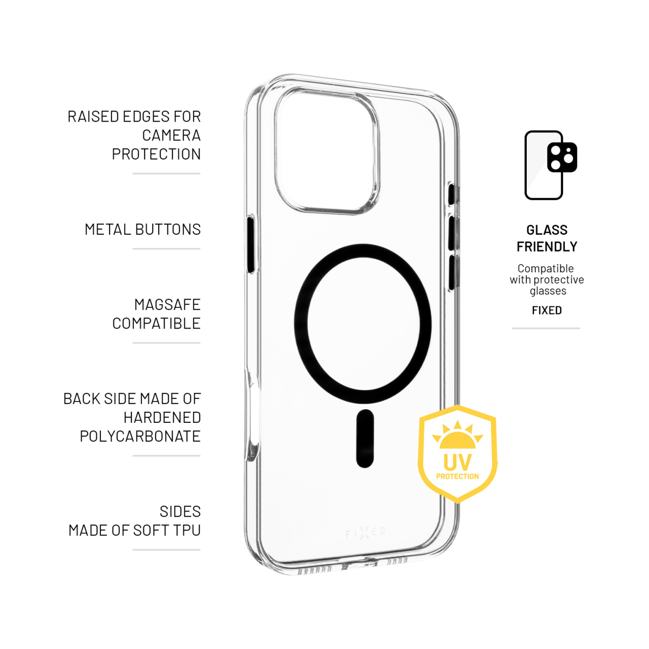 FIXED Zadní kryt MagPurity s podporou Magsafe pro Apple iPhone 16 Pro Max, čirý