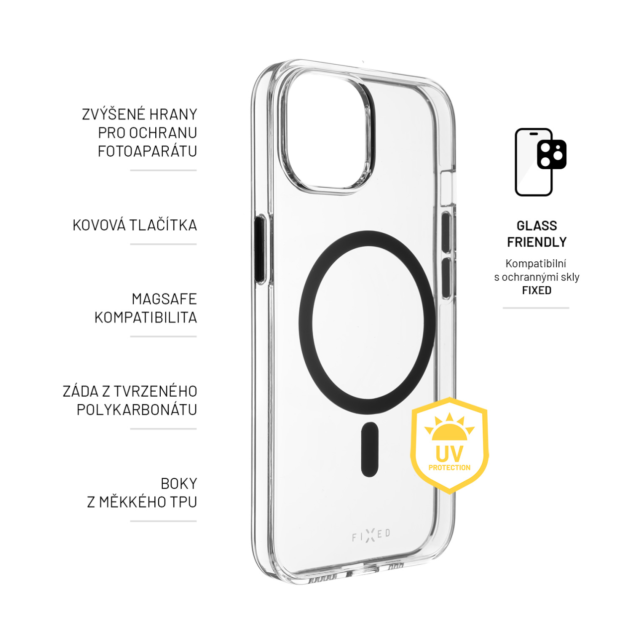 FIXED Zadní kryt MagPurity s podporou Magsafe pro Apple iPhone 14, čirý