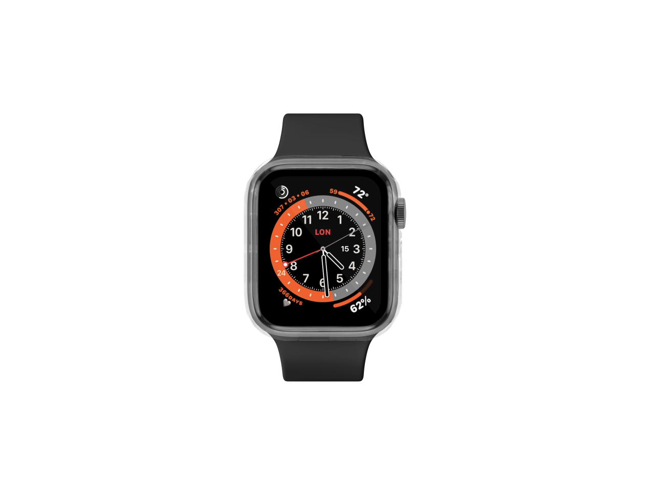 FIXED Ochranné pouzdro Pure s temperovaným sklem pro Apple Watch 44mm, čiré
