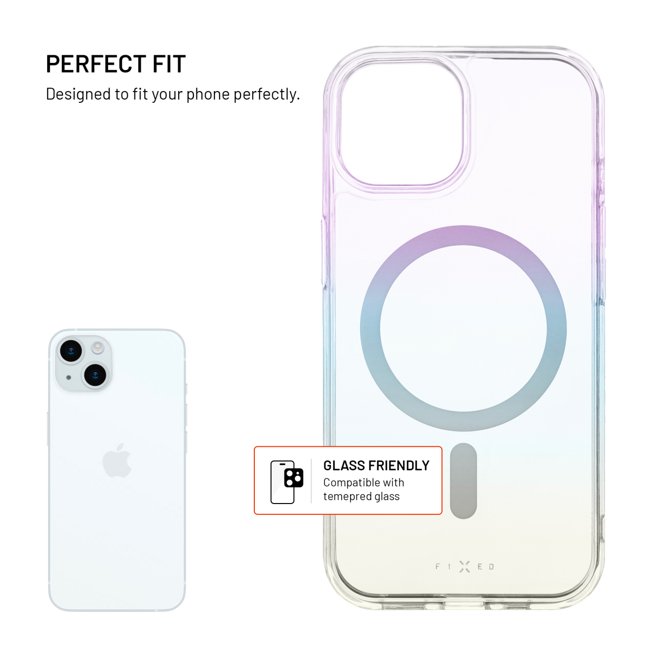 Zadní kryt FIXED MagRainbow s podporou MagSafe pro Apple iPhone 15, duhový