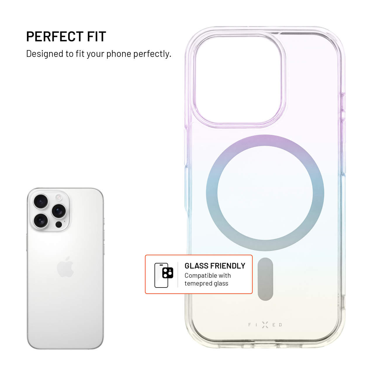 Zadní kryt FIXED MagRainbow s podporou MagSafe pro Apple iPhone 16 Pro, duhový